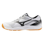 Mizuno Cyclone Speed 男女 排球鞋 室內運動 穩定 包覆 回彈 白 黑 [V1GA258055], , large