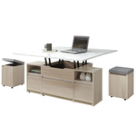 【Hampton 漢汀堡】達文4尺仿石面升降茶几, , large