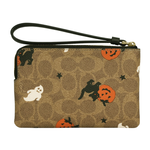 COACH CC Logo 萬聖節圖案塗層帆布手拿包/棕褐色/黑色, , large