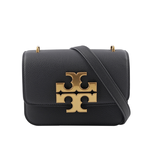 TORY BURCH Eleanor 荔枝皮革大標誌翻蓋小款二用包/黑色, , large