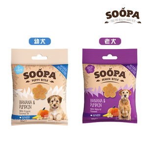 【倆寶貝精品館】Soopa舒趴 生機狗點心營養嘴嚼錠(老犬/幼犬)50gｘ2入