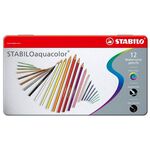 【德國天鵝STABILO】STABILOaquacolor 水彩樂水溶性色鉛筆 鐵盒12/24/36色鐵盒-36色(ST1636-5), , large