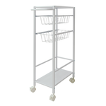 [Y HOUSE] Iron plate slit trolley rack, slit shelf, gap rack, kitchen trolley, kitchen rack - white, , large