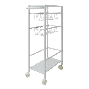 [Y HOUSE] Iron plate slit trolley rack, slit shelf, gap rack, kitchen trolley, kitchen rack - white