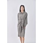 (M) sal韓牌質感格紋棕色洋裝二手衣, , large