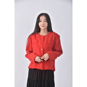 (L) chaium rode排扣紅色外套二手衣