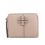 TORY BURCH McGRAW 牛皮暗釦拉鍊零錢袋短夾/沙色, , large