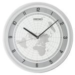 SEIKO 精工 世界地圖時尚掛鐘 時鐘-銀白 QXA814A, , large