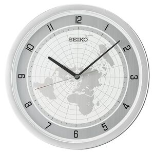 SEIKO 精工 世界地圖時尚掛鐘 時鐘-銀白 QXA814A