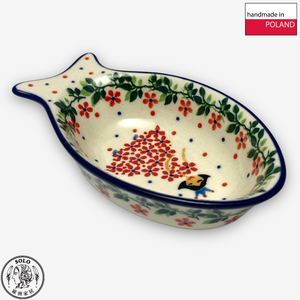 【SOLO Vintage】CA Polish Pottery 12.5cm Fish Bowl Sauce Plate Jewelry Plate Chopstick Rack Red Princess Series
