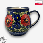 【SOLO Vintage】Cerraf Polish Pottery 350ml Mug Path of Red and Blue Flowers Series Made in Poland, , large