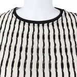 大尺碼-蕾絲條紋 圓領T恤-黑-0101150, , large