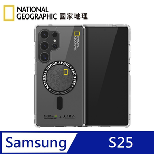 National Geographic 國家地理 Rugged 磁吸防摔保護殼 Magsafe磁吸 適用 Galaxy S25 - 地形黑