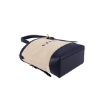 Bally 紅字燙印帆布及小牛皮迷你托特包/自然色/深孔雀綠, , large