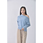 (XL) sister market韓牌斜肩藍色長袖上衣二手衣, , large