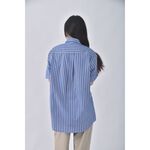 (L) nautica質感條紋藍色短袖上衣二手衣, , large