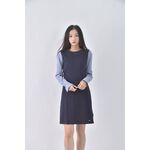 (S) nautica質感棉質拼接藍色洋裝二手衣, , large