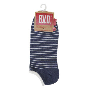 BVD條紋毛巾底女踝襪(麻灰藍)