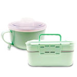 GS MALL 台灣製造 一組2入 不鏽鋼便當盒 手提便當盒 餐盒 不鏽鋼泡麵碗 不鏽鋼保鮮盒 便當盒 保鮮盒, 綠色, large