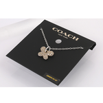COACH Pave 金色水鑽蝴蝶造型項鍊/銀鍊, , large