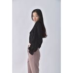 (M) 【房業涵私服】zara打結黑色長袖上衣二手衣, , large