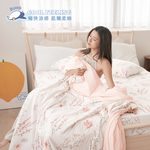 BUHO "Dream Shadow of Flower Stream" Frozen Ice Yarn 3.5-foot Single Bed Sheet with Pillowcase + Bamboo Fiber Ice Yarn Quilt (Single 150x200cm) Three-piece Set, , large