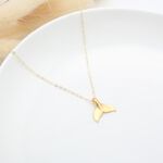 【Angel & Me】Golden Lucky Whale tail s925 sterling silver necklace birthday gift, , large