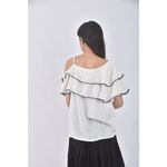 (L) ob style質感單肩白色短袖上衣二手衣, , large