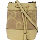 GUCCI Jumbo GG Logo Ophidia 水桶斜背包(Mini)/駝色/香蕉黃, , large