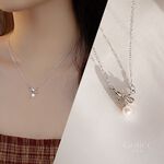 【Gulicc】古莉可 項鍊 簡約氣質小蝴蝶結珍珠項鍊, , large
