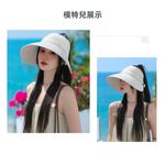【A&R】韓款加大帽簷中空後綁帶式遮陽帽 粉, , large