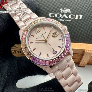 [星晴錶業]COACH手錶,38mm,CH00161粉紅錶面粉紅錶殼粉紅陶瓷錶帶款