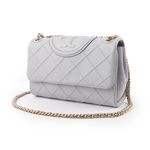 Tory Burch Fleming 縫線納帕皮革翻蓋二用包/海灣灰, , large