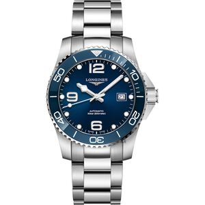 LONGINES 浪琴 深海征服者浪鬼陶瓷潛水機械錶-藍x銀/41mm L37814966