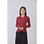 (S) niceioi質感V領紅色長袖上衣二手衣, , large