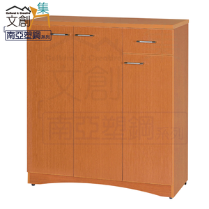 【文創集】奈米 環保3.2尺南亞塑鋼三門單抽鞋櫃(客約商品)