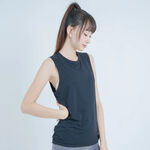 YOGA FLOW Freedom Tank(L) - 圓領拼接長板罩衫 - 烏漆黑 Black, , large