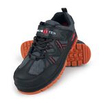HANG TEN 鋼頭運動鞋防穿刺 工作鞋 安全鞋 防護鞋 魔鬼氈 透氣 吸濕 排汗 散熱 防砸 耐磨 止滑 咖桔 黑紅, , large