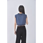 (S) aria質感修身短版棉質無袖綠色上衣二手衣, , large