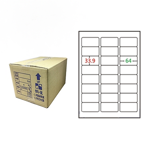 【鶴屋】A4電腦標籤 33.9x64mm 圓角 24格 1000張入 / 箱(L3464 LX)