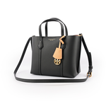 Tory Burch Perry 荔枝皮革三層小托特包/黑色, , large
