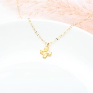 【Angel & Me】Hammered Prayer Cross s925 sterling silver 24k gold plated gift