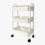 [沐澄家居] FL-520342 Q時尚免組裝三層籃車 馬卡龍白, , large