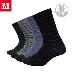 【BVD】竹炭細條紋男襪<麻灰藍>B342 男襪 長襪 休閒襪