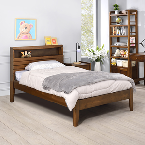 【Homelike】 喜家居單人3.5尺附插座床架組(胡桃色)(2262)