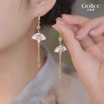 【Gulicc】古莉可 耳環 玉石流蘇扇 中式墜式耳環, , large