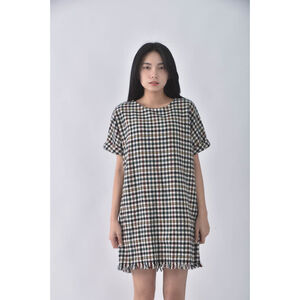 (S) zara格紋寬鬆白色洋裝二手衣,  (S) zara格紋寬鬆白色洋裝二手衣