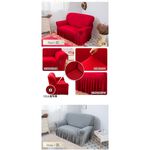 【格藍傢飾】爾雅裙襬涼感沙發套-紅1人座/2人座/3人座/4人座/1+2+3人座 萬用沙發罩彈性防滑全包 贈記憶坐墊, , large