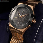 [星晴錶業]MASERATI手錶,42mm,R8853108009黑色錶面玫瑰金錶殼玫瑰金色米蘭錶帶款, , large