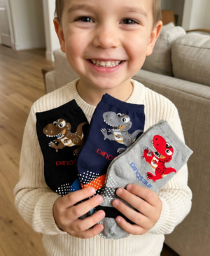 [凱美棉業] 10雙組 隨機出色 MIT台灣製 純棉止滑童襪-暴龍來襲 小童 4-7歲